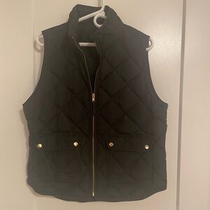 Forest green down jcrew vest sz large.